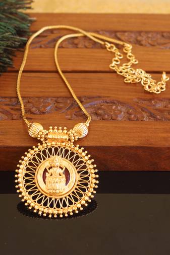 Kerala traditional gold plated lakshmi palakka necklace