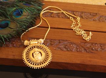 Kerala traditional gold plated lakshmi palakka necklace 2
