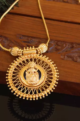 Kerala traditional gold plated lakshmi palakka necklace