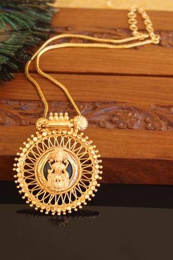 Kerala traditional gold plated lakshmi palakka necklace