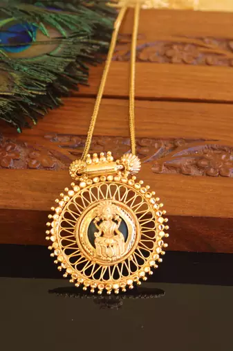 Kerala traditional gold plated lakshmi palakka necklace