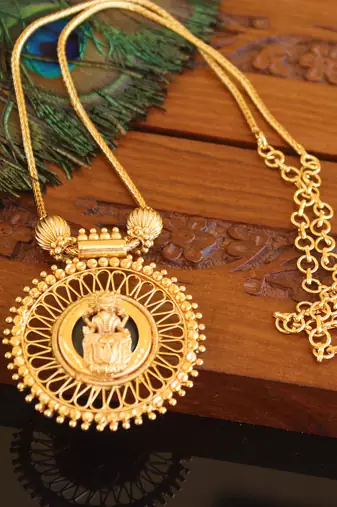 Kerala traditional gold plated lakshmi palakka necklace