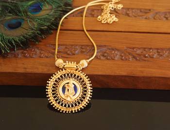 Kerala traditional gold plated krishna palakka necklace 1
