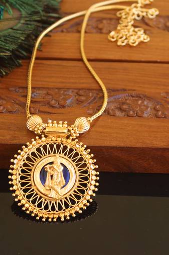 Kerala traditional gold plated krishna palakka necklace