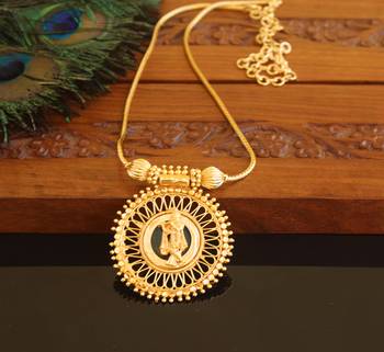 Kerala traditional gold plated krishna palakka necklace 1