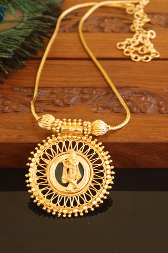 Kerala traditional gold plated krishna palakka necklace
