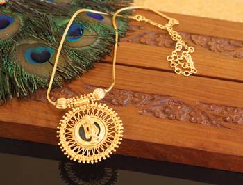Kerala traditional gold plated krishna palakka necklace 2