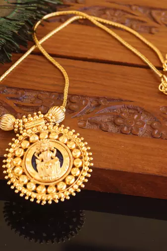 Kerala traditional gold plated lakshmi palakka necklace