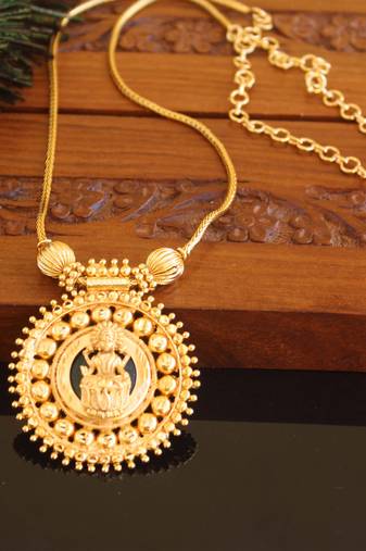 Kerala traditional gold plated lakshmi palakka necklace
