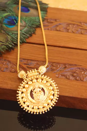 Kerala traditional gold plated lakshmi palakka necklace