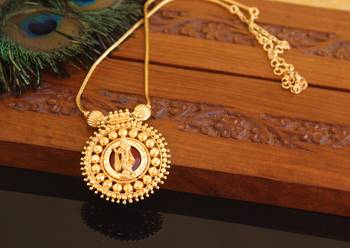 Kerala traditional gold plated krishna palakka necklace 2