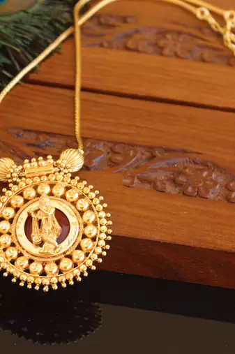 Kerala traditional gold plated krishna palakka necklace