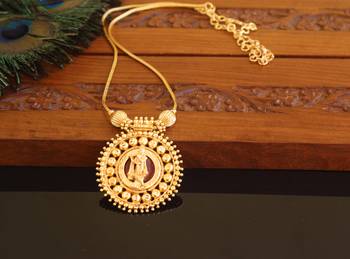Kerala traditional gold plated krishna palakka necklace 1