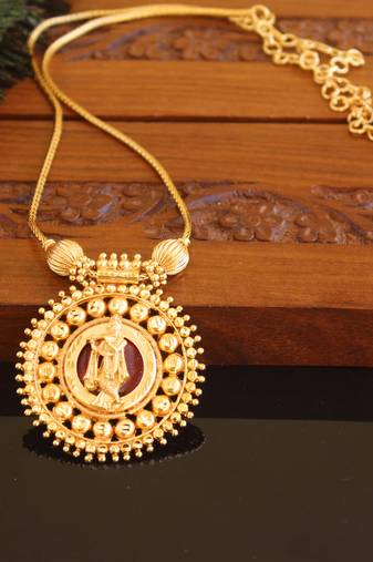 Kerala traditional gold plated krishna palakka necklace