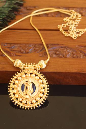 Kerala traditional gold plated krishna palakka necklace
