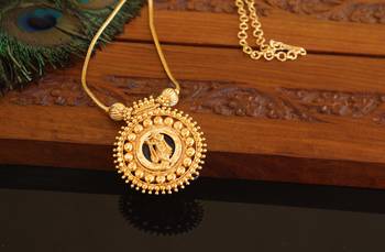 Kerala traditional gold plated krishna palakka necklace 2