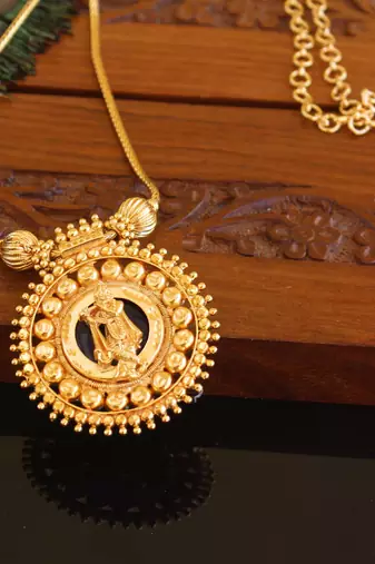 Kerala traditional gold plated krishna palakka necklace