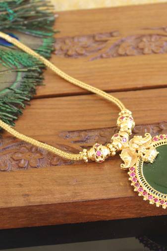 Kerala style gold plated temple palakka necklace