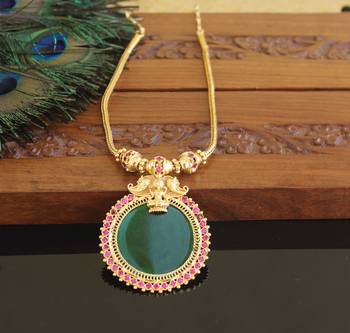 Kerala style gold plated temple palakka necklace 2