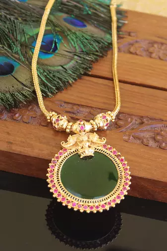 Kerala style gold plated temple palakka necklace