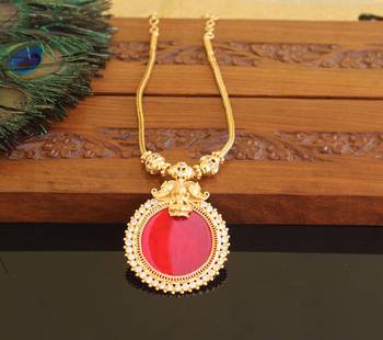 Kerala style gold plated temple palakka necklace 1