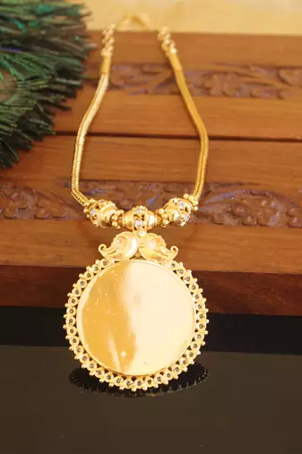Kerala style gold plated temple palakka necklace