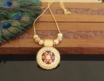 Kerala style gold plated palakka necklace 1