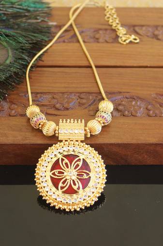 Kerala style gold plated palakka necklace