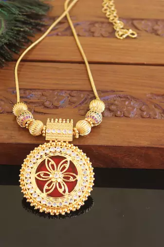 Kerala style gold plated palakka necklace