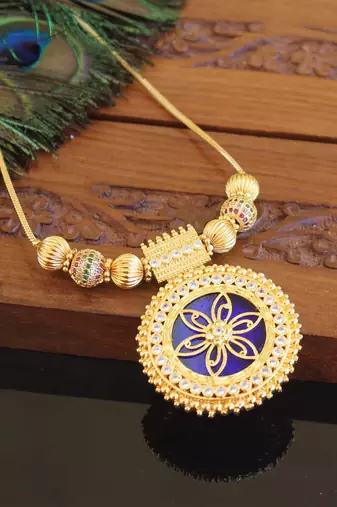 Kerala style gold plated palakka necklace