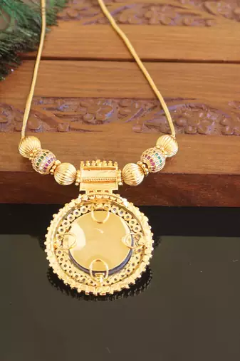 Kerala style gold plated palakka necklace