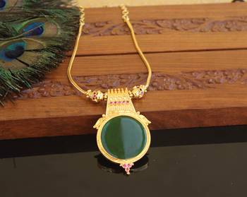 Kerala traditional gold plated palakka peacock necklace 1