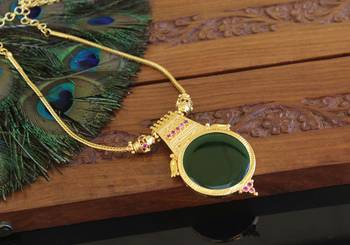 Kerala traditional gold plated palakka peacock necklace 2