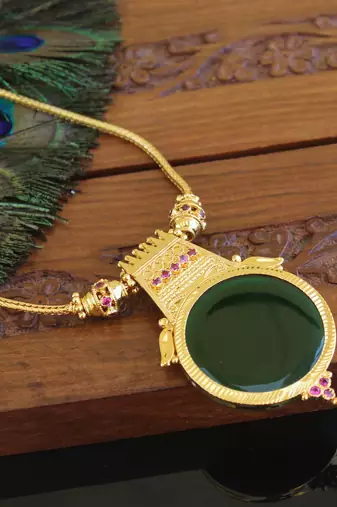 Kerala traditional gold plated palakka peacock necklace
