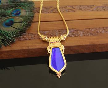 Kerala traditional gold plated palakka peacock necklace 1