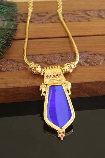 Kerala traditional gold plated palakka peacock necklace