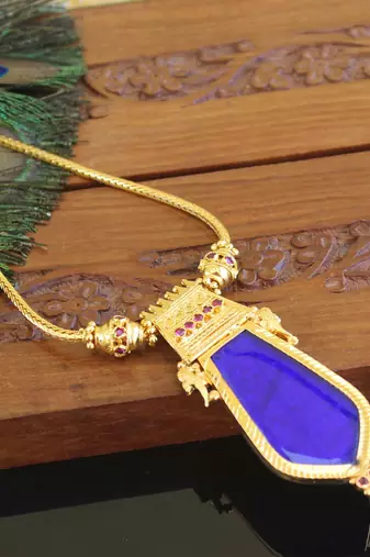 Kerala traditional gold plated palakka peacock necklace