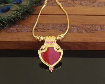 Kerala traditional gold plated palakka peacock necklace 1