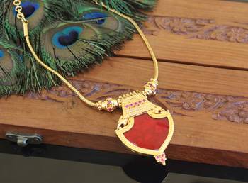 Kerala traditional gold plated palakka peacock necklace 2