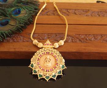 Kerala style gold plated temple palakka necklace 1