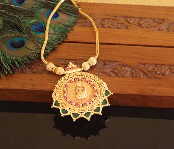 Kerala style gold plated temple palakka necklace 2