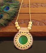 Kerala traditional gold plated palakka ruby necklace
