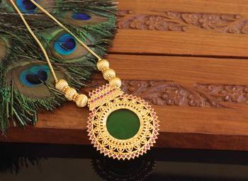 Kerala traditional gold plated palakka ruby necklace 2