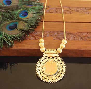 Kerala traditional gold plated palakka ruby necklace 3