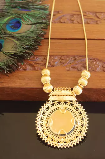 Kerala traditional gold plated palakka ruby necklace