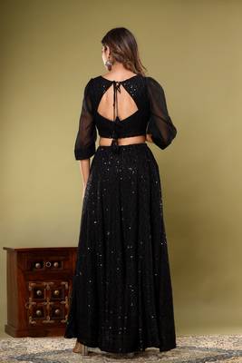 EMBROIDERED LEHENGA WITH STITCHED BLOUSE AND DUPATTA 4