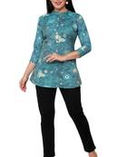 Muslin rayon cotton print with foil short kurtis top