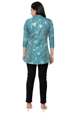Muslin rayon cotton print with foil short kurtis top 4
