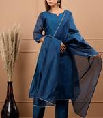 BLUE CHANDERI SUIT SET