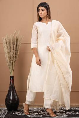 BEIGE CHANDERI SUIT SET 1